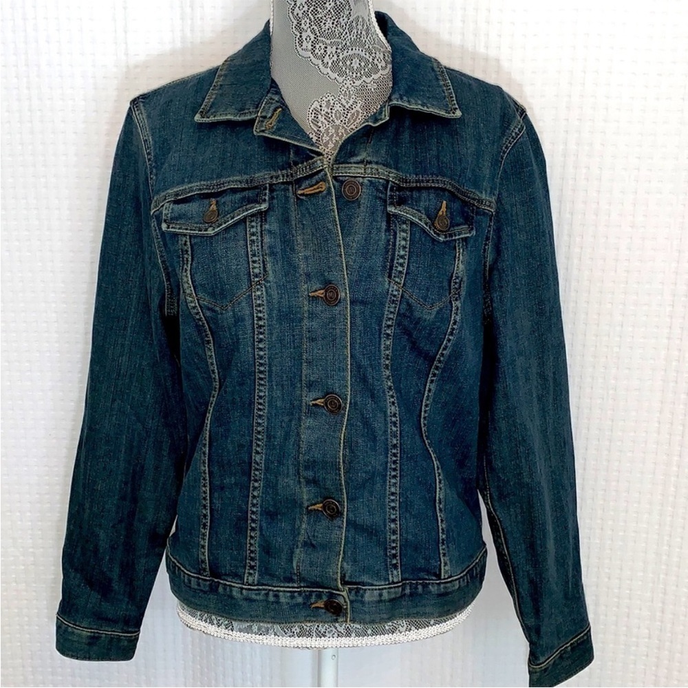 Lands End Women’s Blue Jean Jacket Sz M 10-12 EUC - Picture 2 of 7